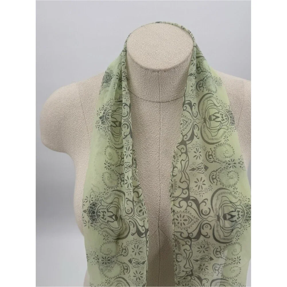 Unbranded Light Green Sheer Paisley Medallion Long Scarf Accessory Wrap Shawl